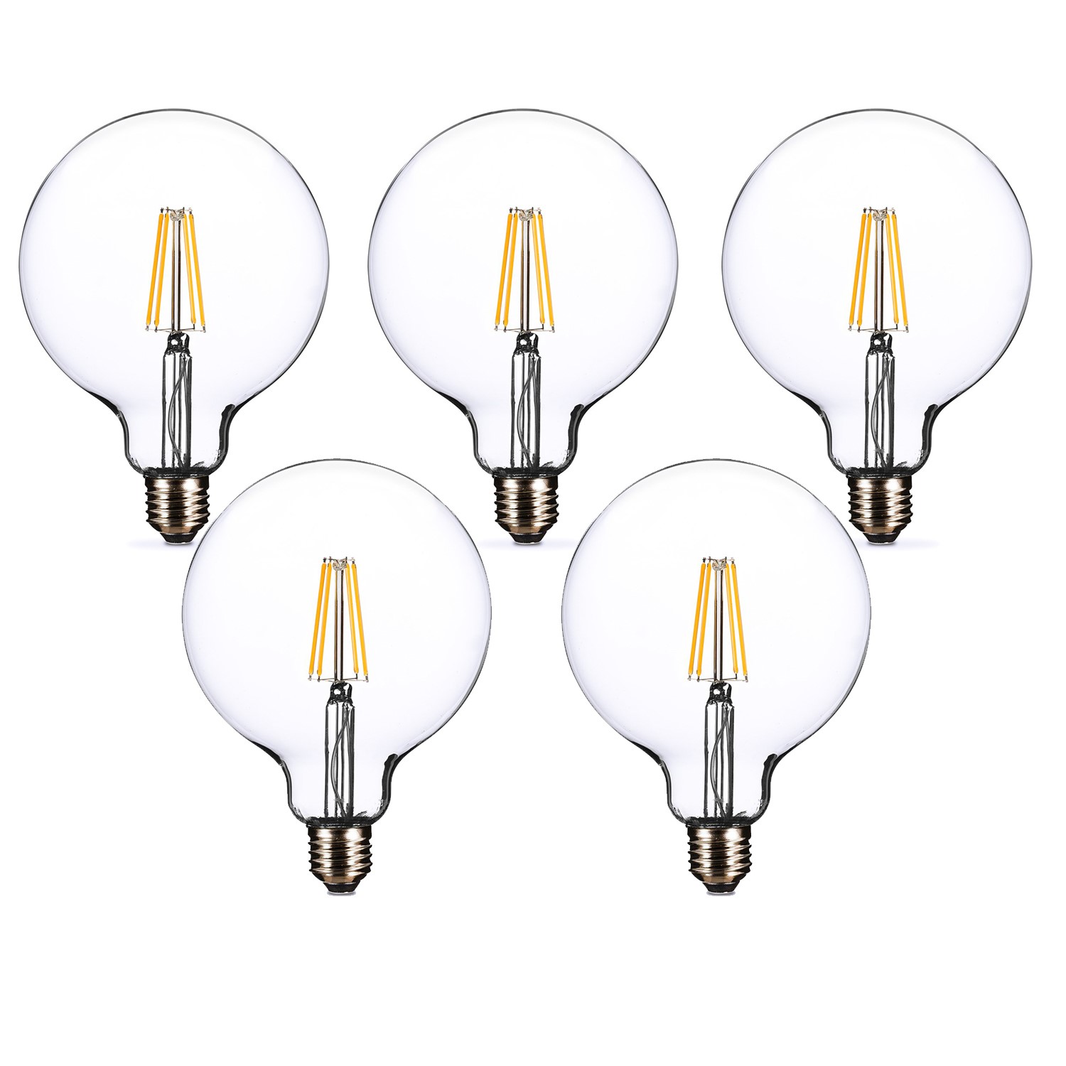 electriQ Smart Filament Bulb Large Round E27 Clear 5w - 5 Pack