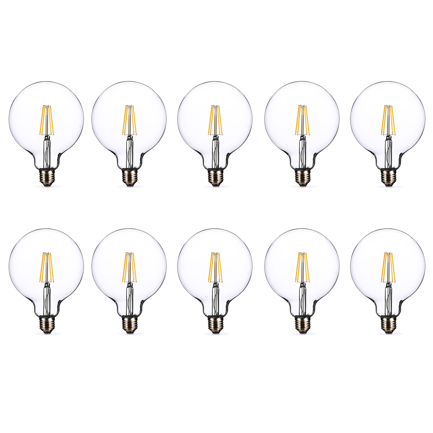 electriQ Smart Filament Bulb Large Round E27 Clear 5w - 10 Pack
