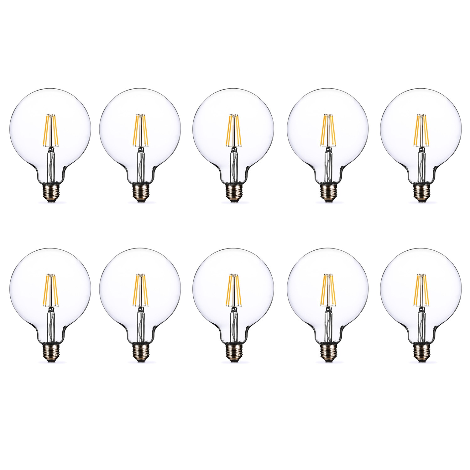 electriQ Smart Filament Bulb Large Round E27 Clear 5w - 10 Pack