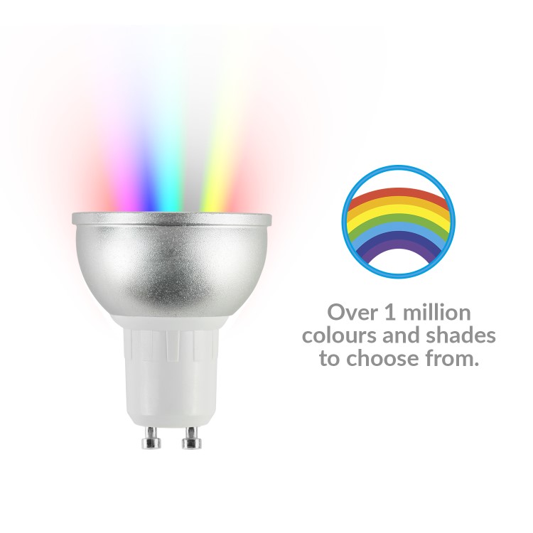 electriQ Smart dimmable colour Wifi Bulb with GU10 short spotlight fitting - Alexa & Google Home compatible - 10 Pack
