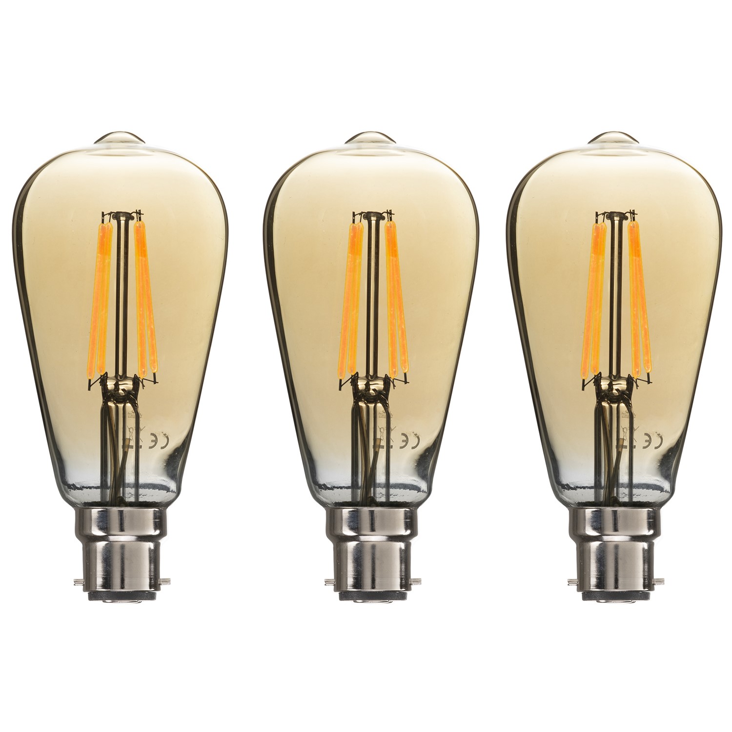 electriQ Smart dimmable Wifi filament bulb with B22 bayonet fitting - 3 Pack