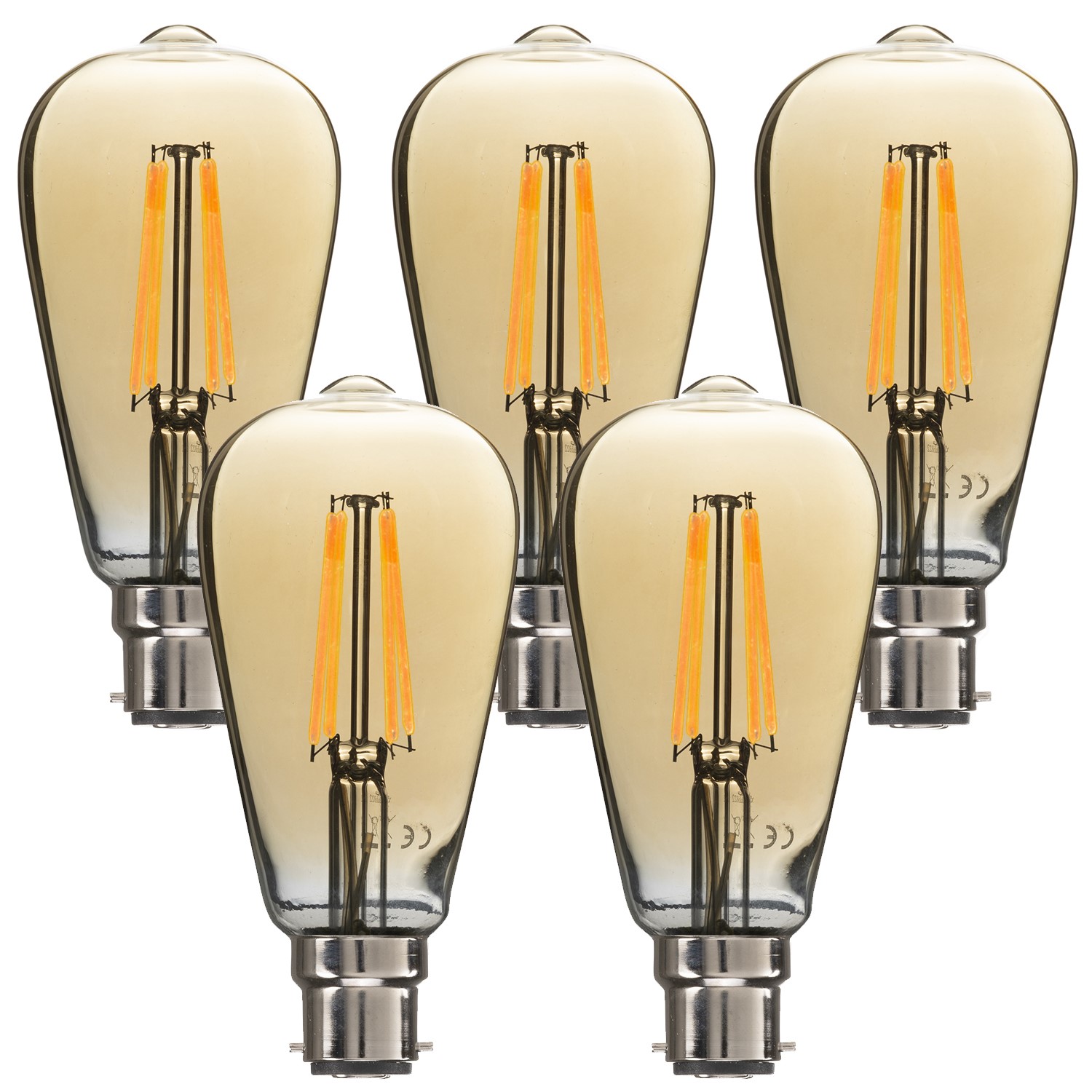 electriQ Smart dimmable Wifi filament bulb with B22 bayonet fitting - 5 Pack