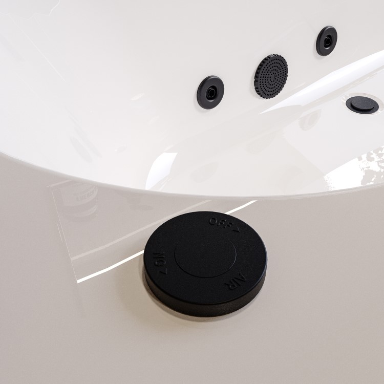 Double Ended Whirlpool Spa Bath with 6 Matt Black Whirlpool Jets 1700 x 750mm - Burford