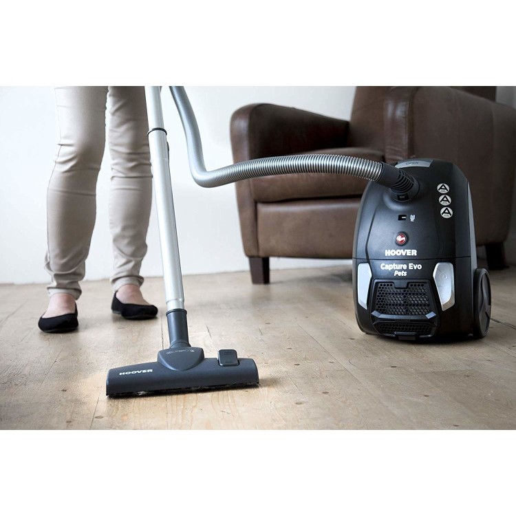GRADE A1 - Hoover BV71CP20 Capture Evo Pets 700W Bagged Cylinder Vacuum Cleaner - Black