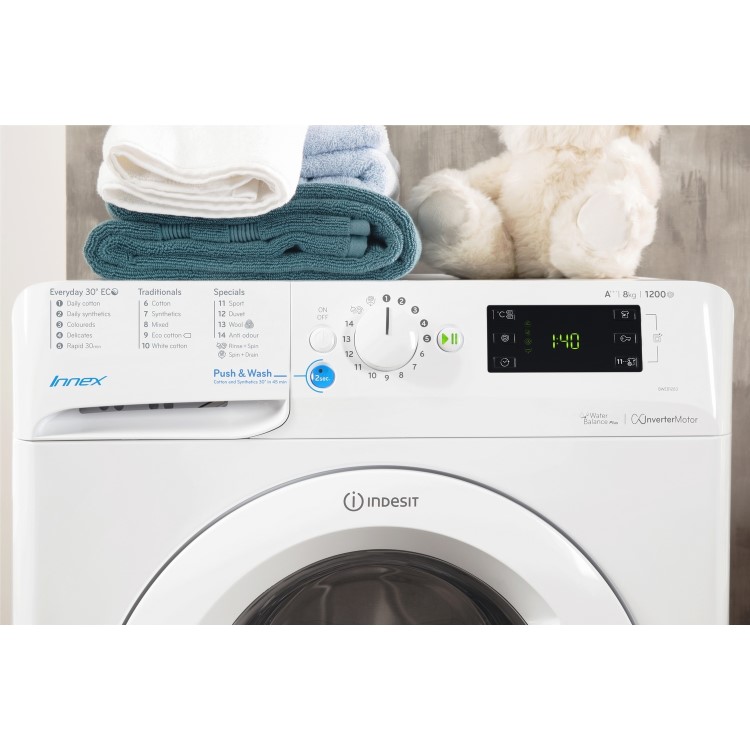 Indesit BWA81283XW Innex 8kg 1200rpm Freestanding Washing Machine White