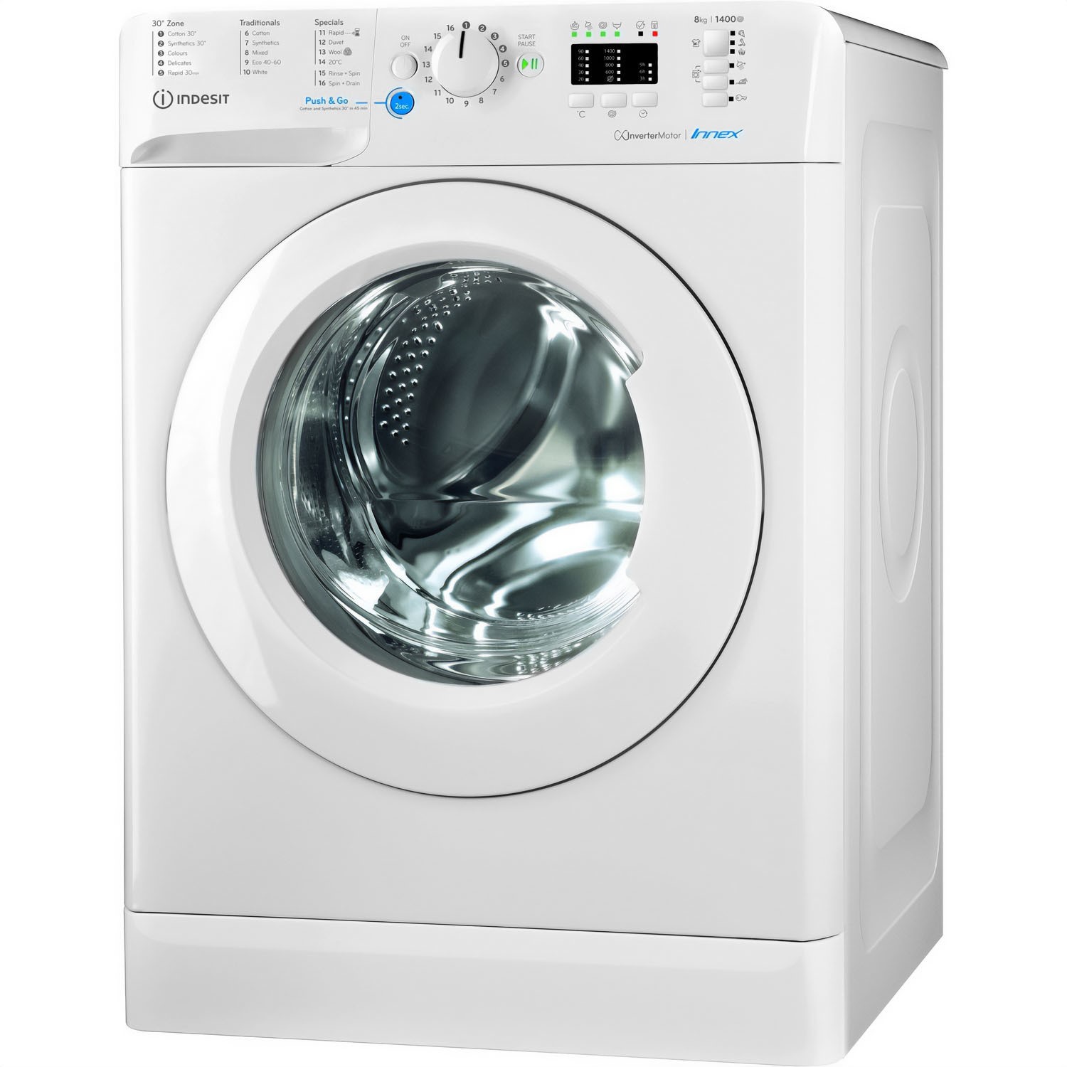rammelaar Voorschrift komen Indesit Push And Go 8kg 1400rpm Freestanding Washing Machine - White  BWA81485XWUKN | Appliances Direct