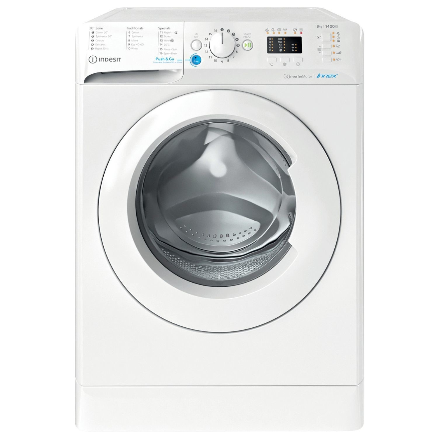 rammelaar Voorschrift komen Indesit Push And Go 8kg 1400rpm Freestanding Washing Machine - White  BWA81485XWUKN | Appliances Direct