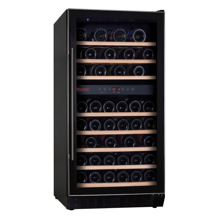 Baumatic BWC1215SS 94 Bottle Dual Temperature Electronic Wine Cabinet Black