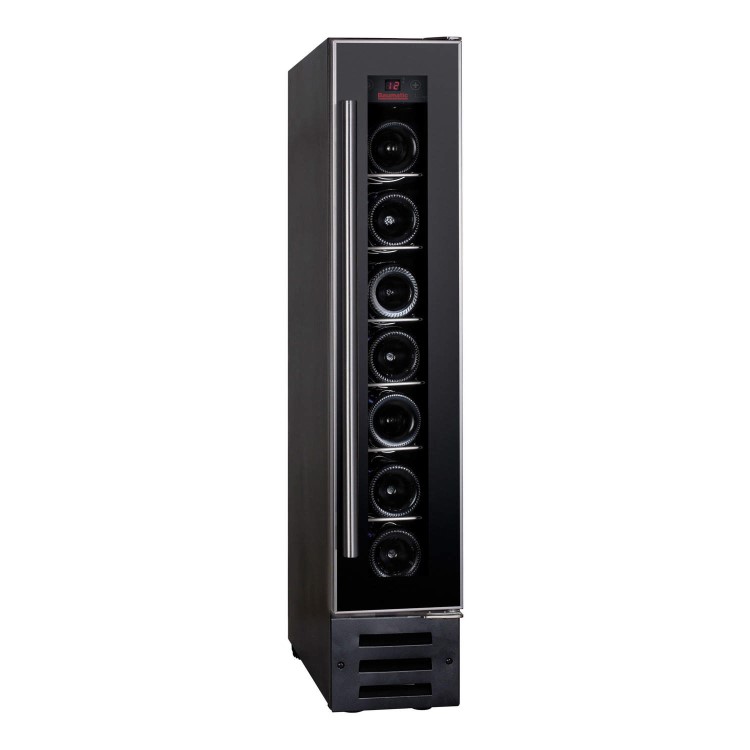 GRADE A3 - Moderate Cosmetic Damage - Baumatic BWC155SS 15cm Wide Wine Cooler - Black With Stainless Steel Frame