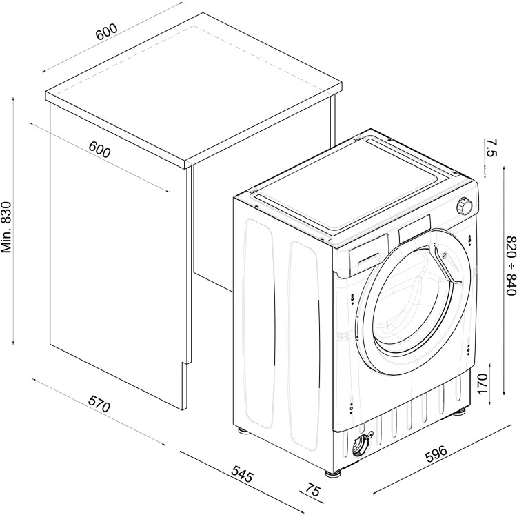 GRADE A1 - Baumatic BWDI1485D-80 8kg Wash 5kg Dry 1400rpm Integrated Washer Dryer
