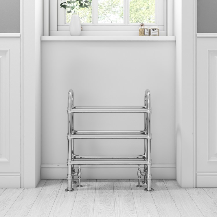 Camden Floorstanding Traditional Heated Double Towel Rail - 778 x 683mm