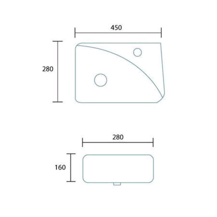 Eton Wall Hung Cloakroom Basin Left Handed