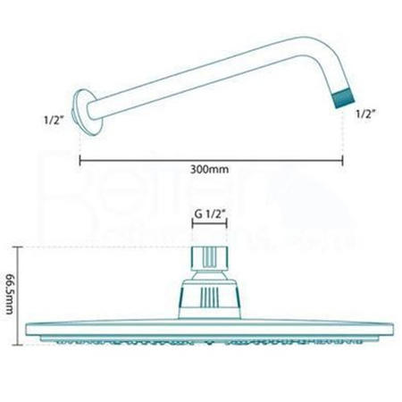 Round 250mm Rain Shower Head & Wall Arm