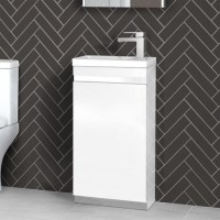 420mm Vanity Basin Unit - White Single Door Unit - Vigo Range