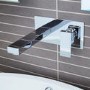 Chrome Wall Mounted Bath and Wall Mounted Basin Tap Set - Cube