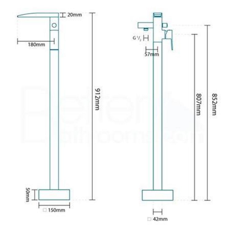 GRADE A1 - Tabor Waterfall Freestanding Bath Shower Mixer