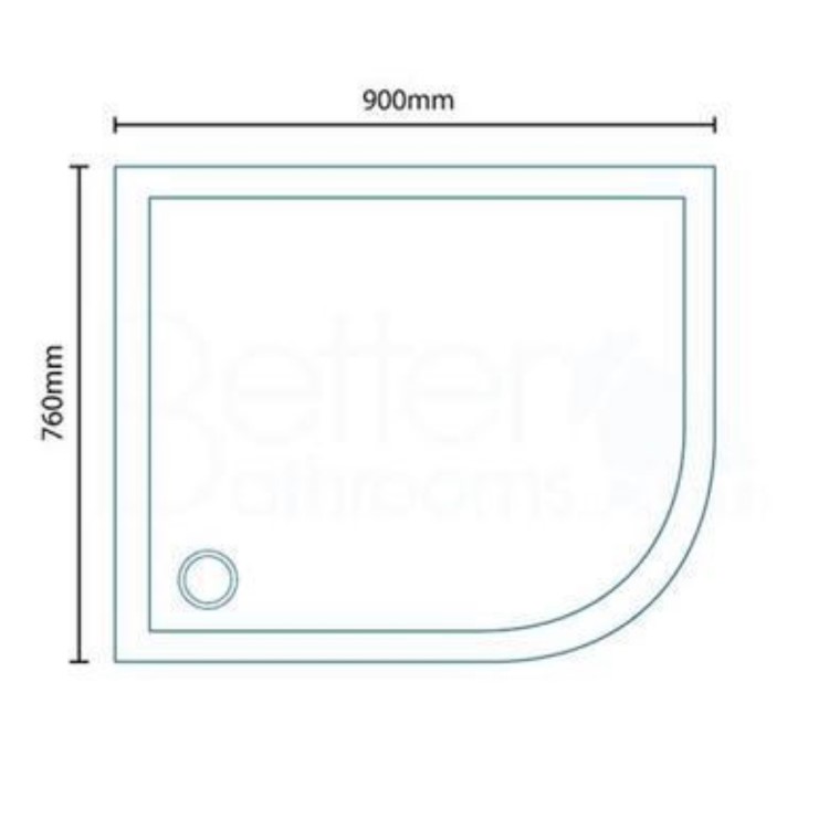 Offset Quadrant Right Hand Low Profile Shower Tray 900 x 760mm - Ultralite