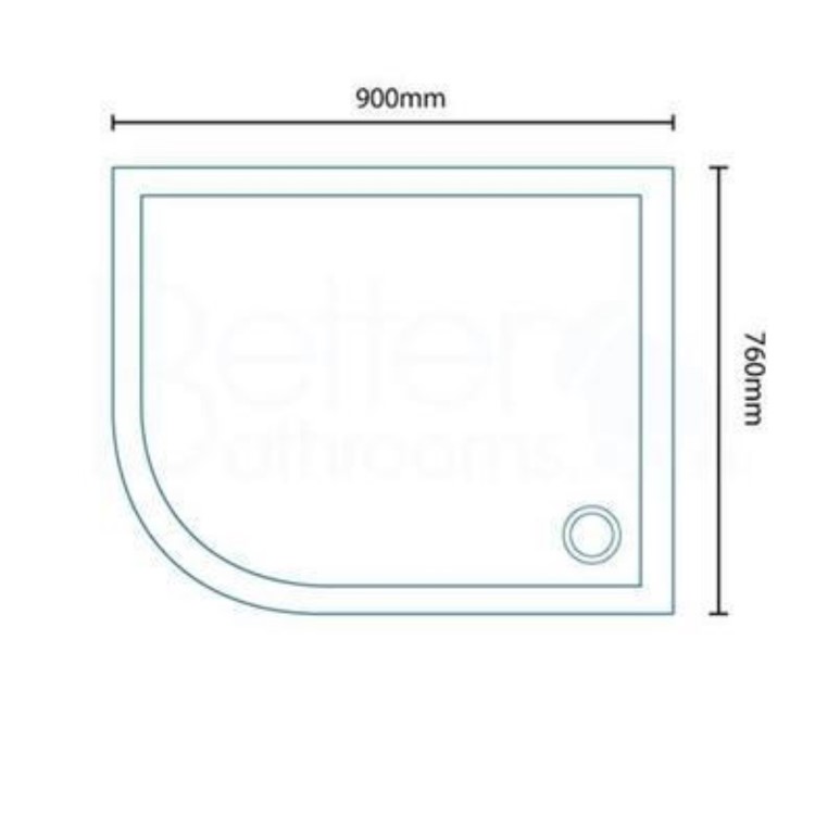 Left Hand Offset Quadrant Low Profile Shower Tray - 900 x 760mm - Ultralite