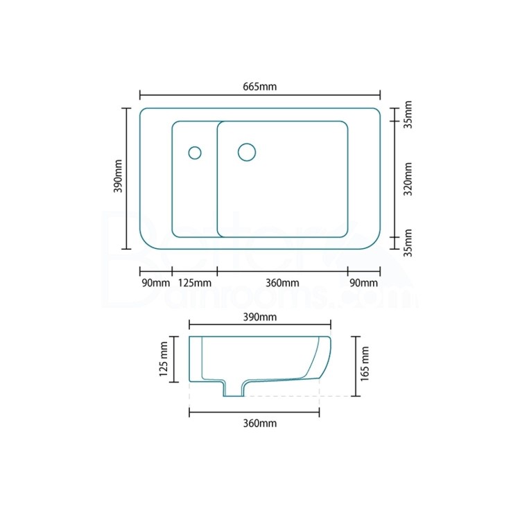 Left Hand Wall Hung Basin - Bellami