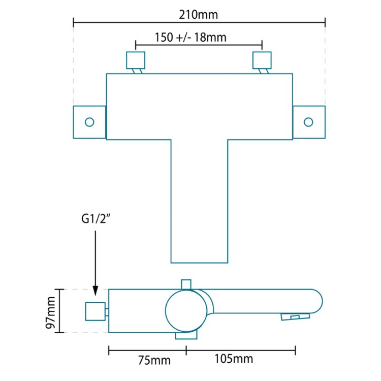 Montroc Premium Wall Mounted Thermostatic Bath Shower Mixer 