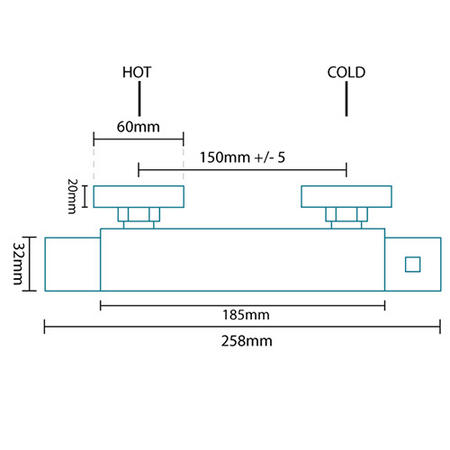 Square Thermostatic Bar Shower Valve - Larkin Range