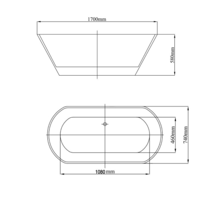 Freestanding Double Ended Bath 1700 x 740mm - Bari