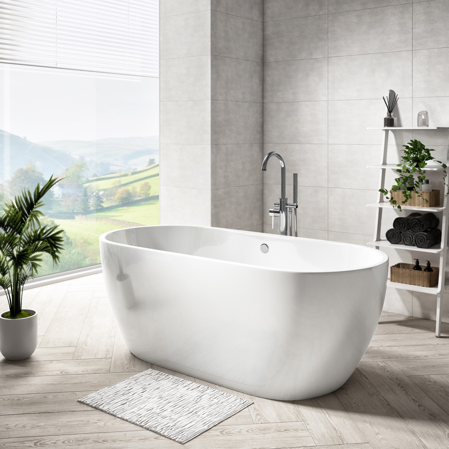 Freestanding Double Ended Bath 1550 x 745mm - Lisbon