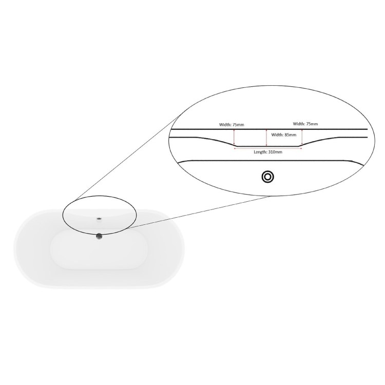 Freestanding Double Ended Bath 1550 x 745mm - Lisbon