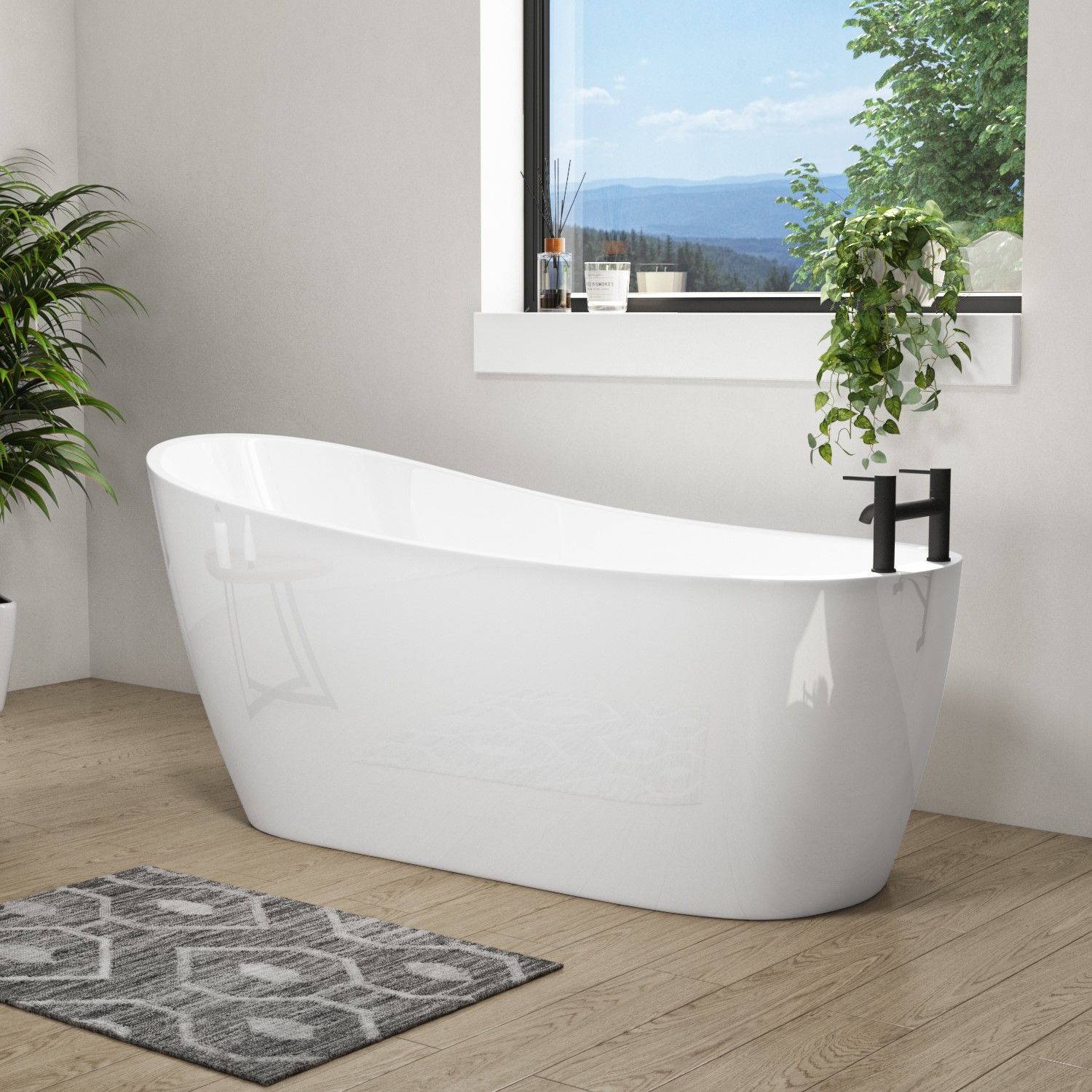 Freestanding Single Ended Slipper Bath 1660 x 715mm - Design