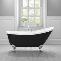 Lunar Traditional Black Freestanding Slipper Bath - 1620 x 730mm