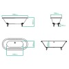 Albion Traditional Double Ended Roll top Freestanding Bath with Ball &amp; Claw Feet - 1700 x 750 x 625mm