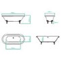 Albion Traditional Double Ended Roll top Freestanding Bath with Ball & Claw Feet - 1700 x 750 x 625mm