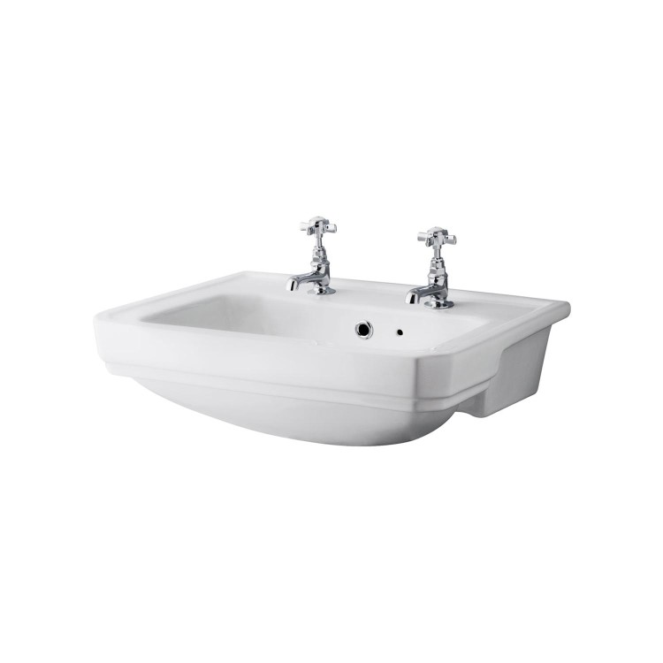 Carlton 560mm Semi Recessed Basin 2 Tap Holes