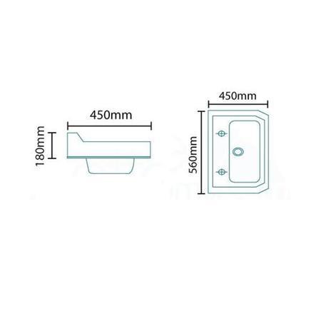 Carlton 560mm Semi Recessed Basin 2 Tap Holes