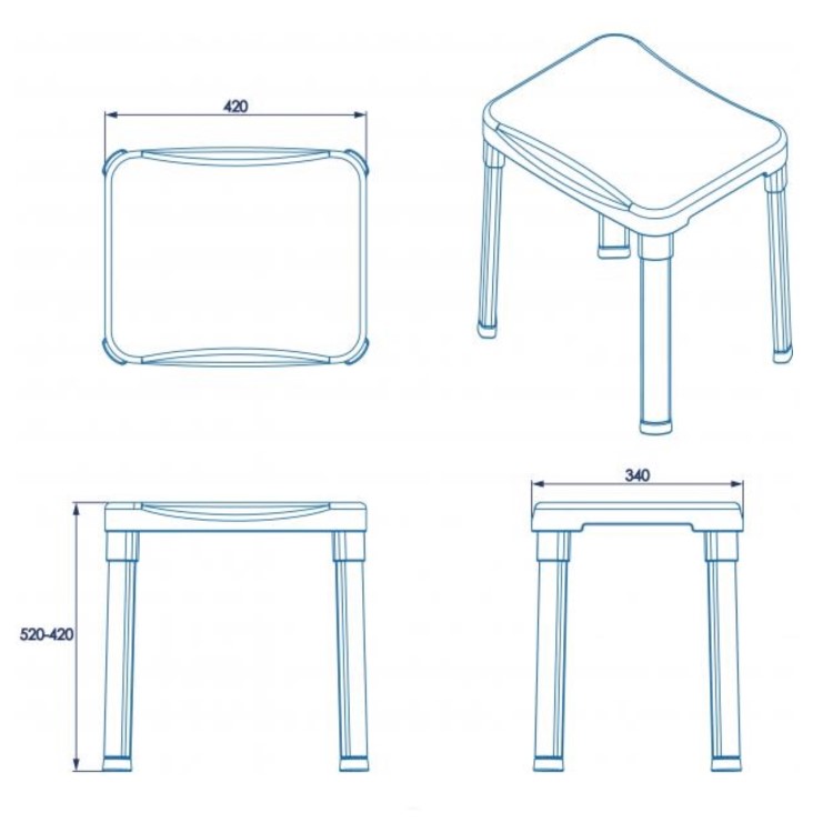 White Adjustable Height Shower Stool - Croydex
