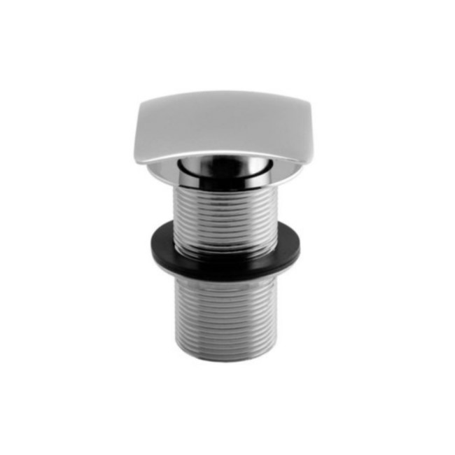 Square Extended Unslotted Push Button Waste - Chrome