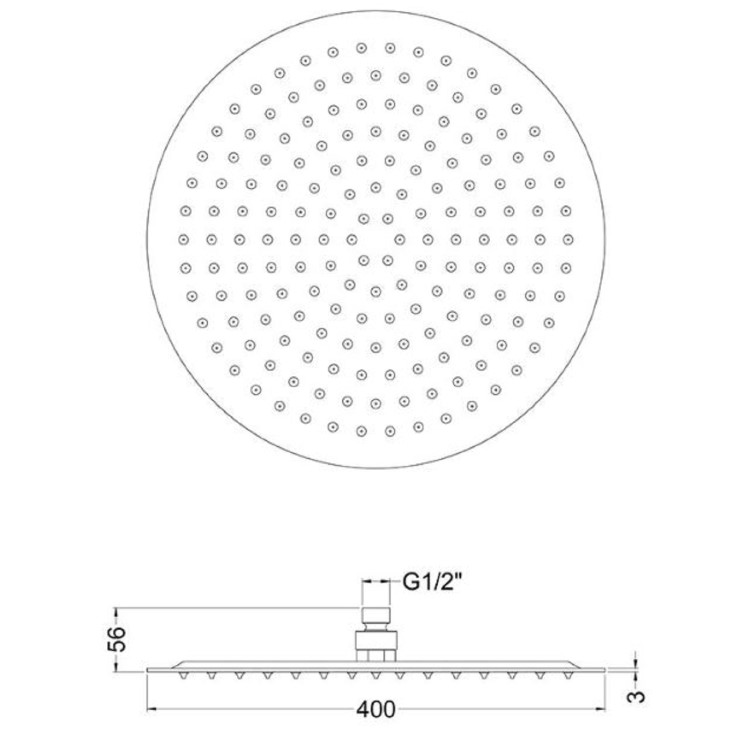 400mm Round Ultra Slim Wall Mounted Shower Head
