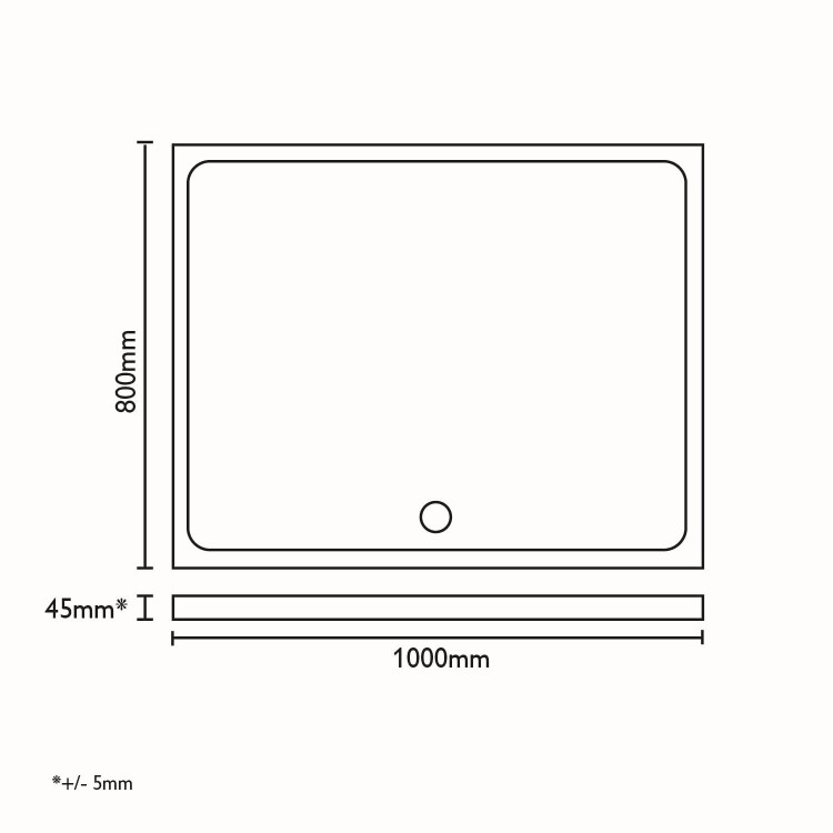 Rectangular Low Profile Shower Tray 1000 x 800mm - Slim Line