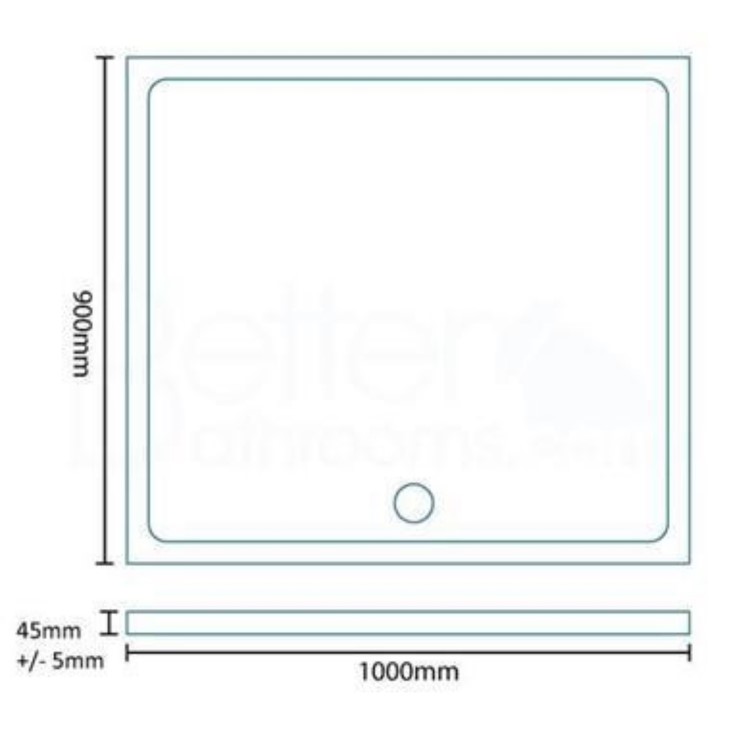 Rectangular Low Profile Shower Tray 1000 x 900mm - Slim Line
