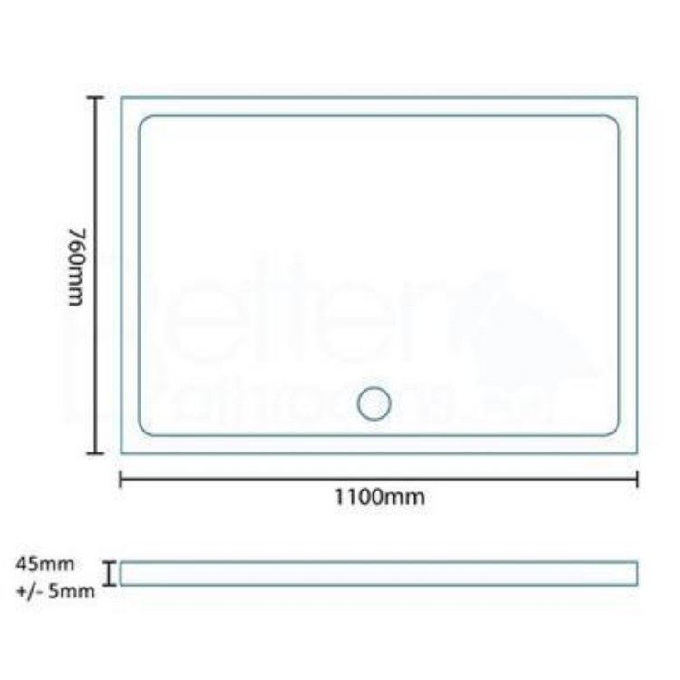 Stone Resin Low Profile Rectangular Shower Tray 1100 x 760mm - Slim Line