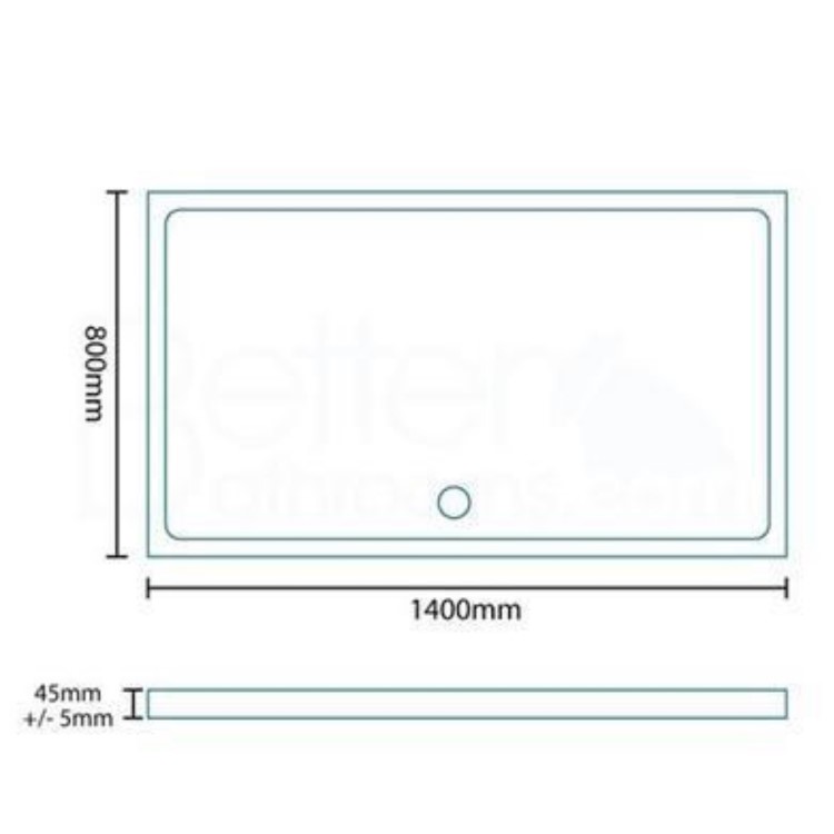 Rectangular Low Profile Shower Tray 1400 x 800mm - Slim Line