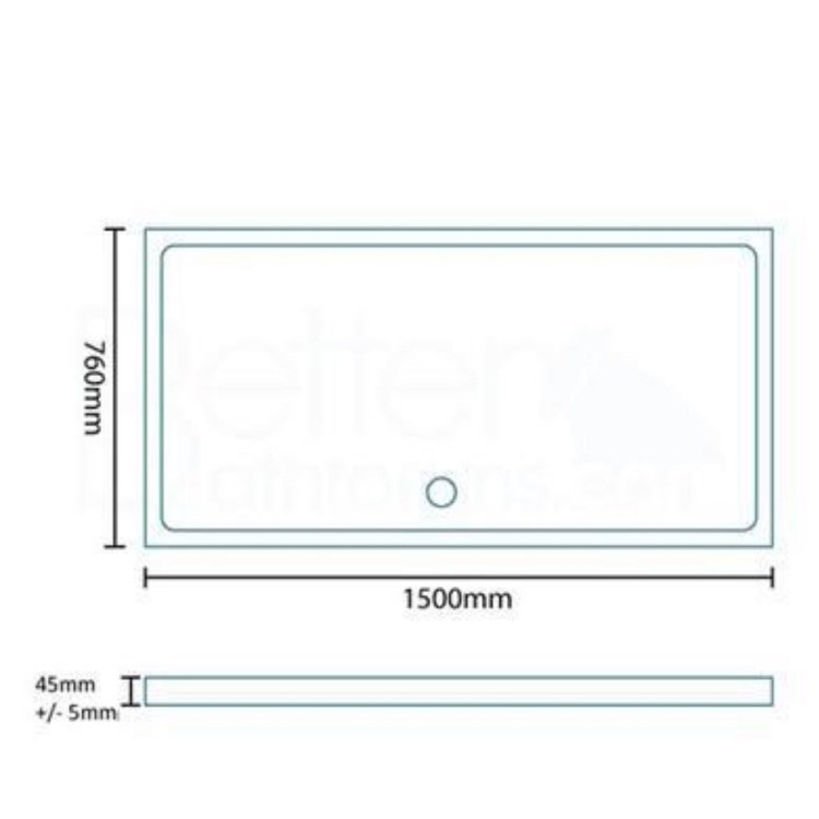 Stone Resin Low Profile Rectangular Shower Tray 1500 x 760mm  - Slim Line
