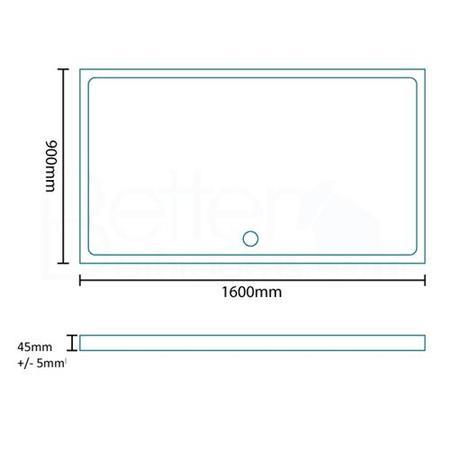 Stone Resin Low Profile Rectangular Shower Tray 1600 x 900mm - Slim Line