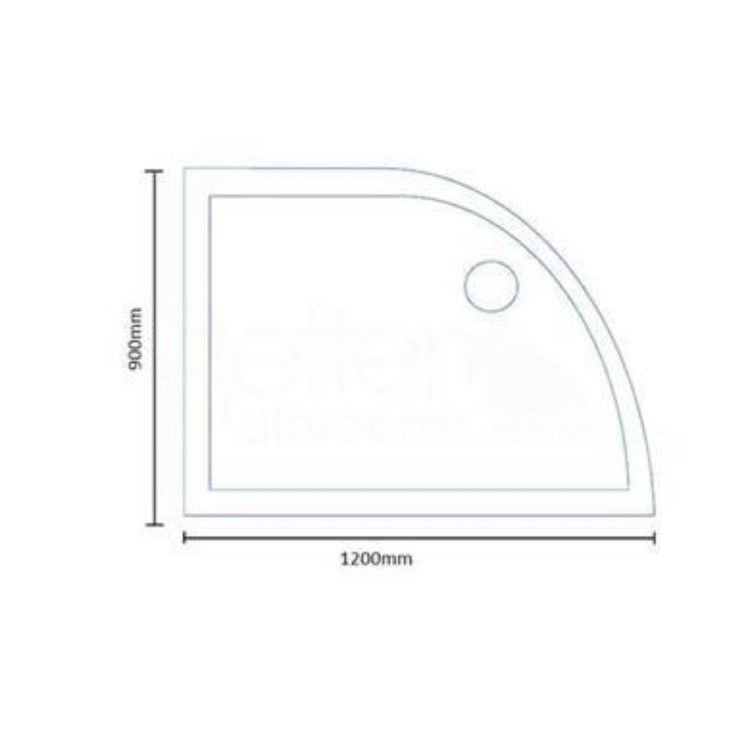 Left Hand Offset Quadrant Low Profile Shower Tray 1200 x 900mm - Slim Line