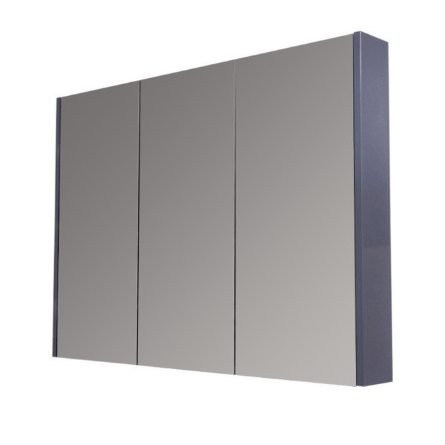 900mm Wall Hung 3 Door Mirrored Cabinet Grey  - Windsor