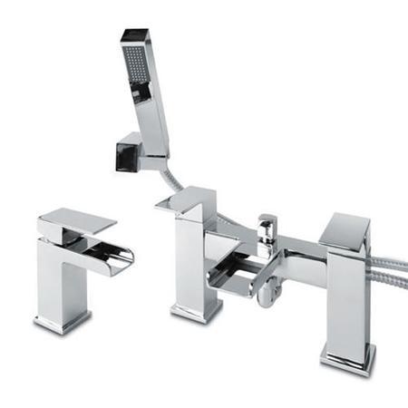 Quadra Waterfall Basin Mixer and Bath Shower Mixer Tap Pack
