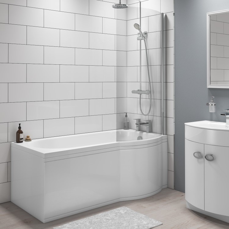 GRADE A2 - Dee Right Hand P Shape Shower Bath - 1675 x 800mm