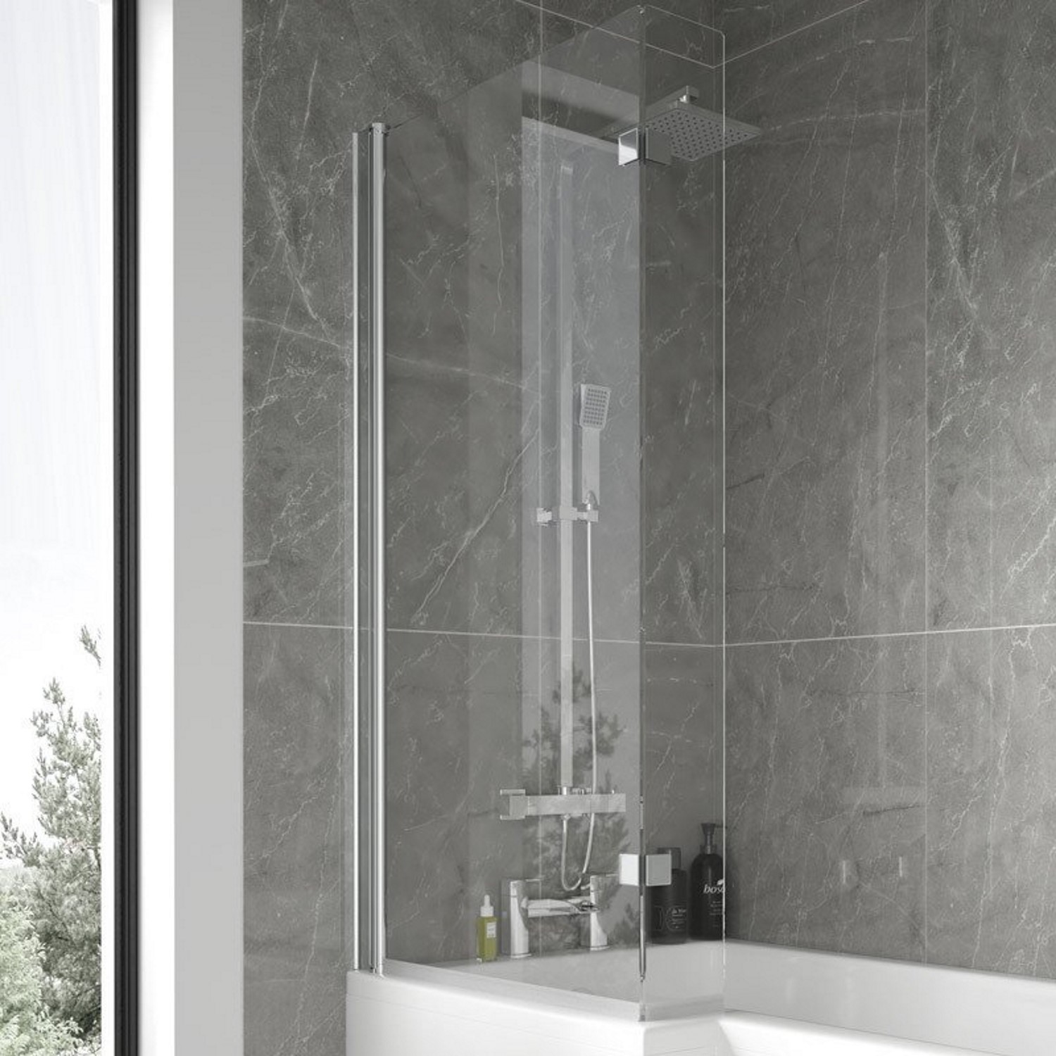 L Shaped Bath Shower Screen Bathroom Glass Door