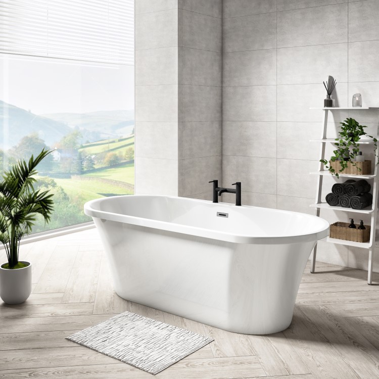 GRADE A1 - Venice Freestanding Bath Double Ended - 1670 x 730mm