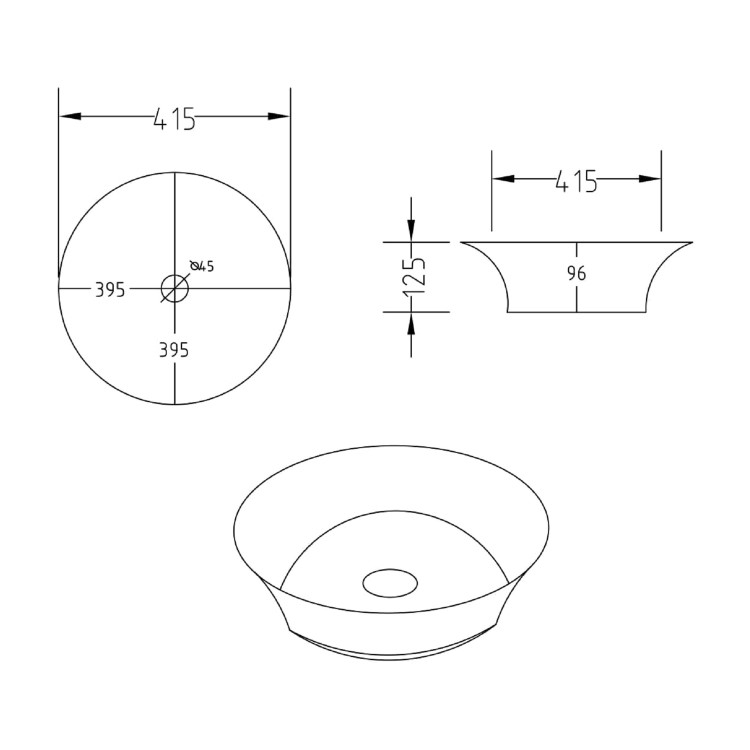 Round Countertop Basin 415mm - Kansas